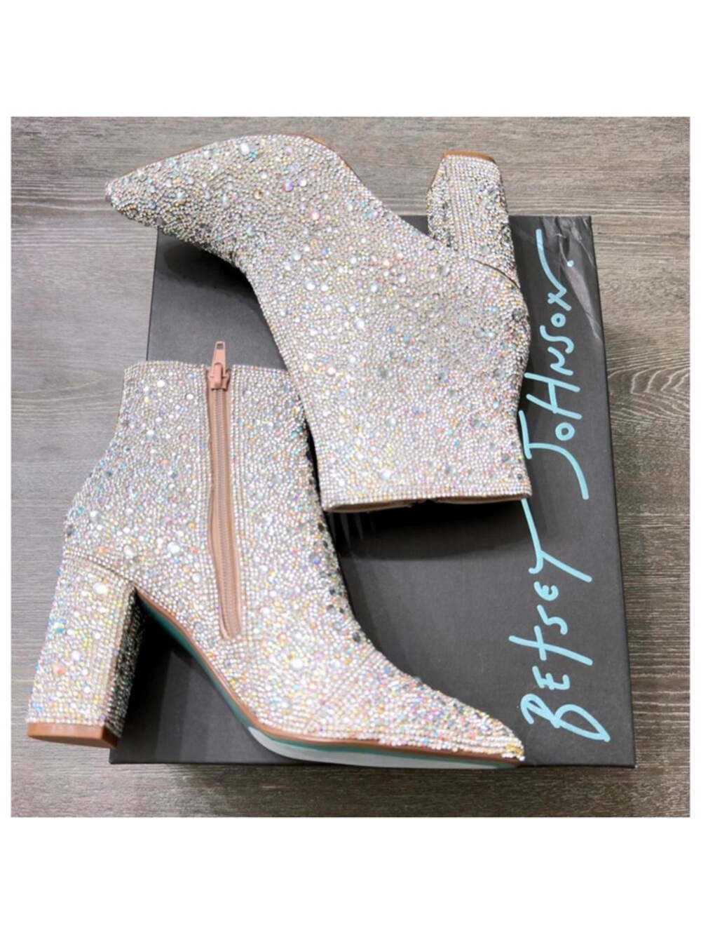 Betsey Johnson Crystal Embellished Ankle Booties - Iridescent